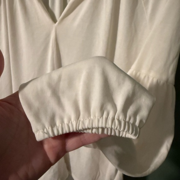 Lucky Brand ivory sand wash split neck top with balloon sleeves - Picture 4 of 5